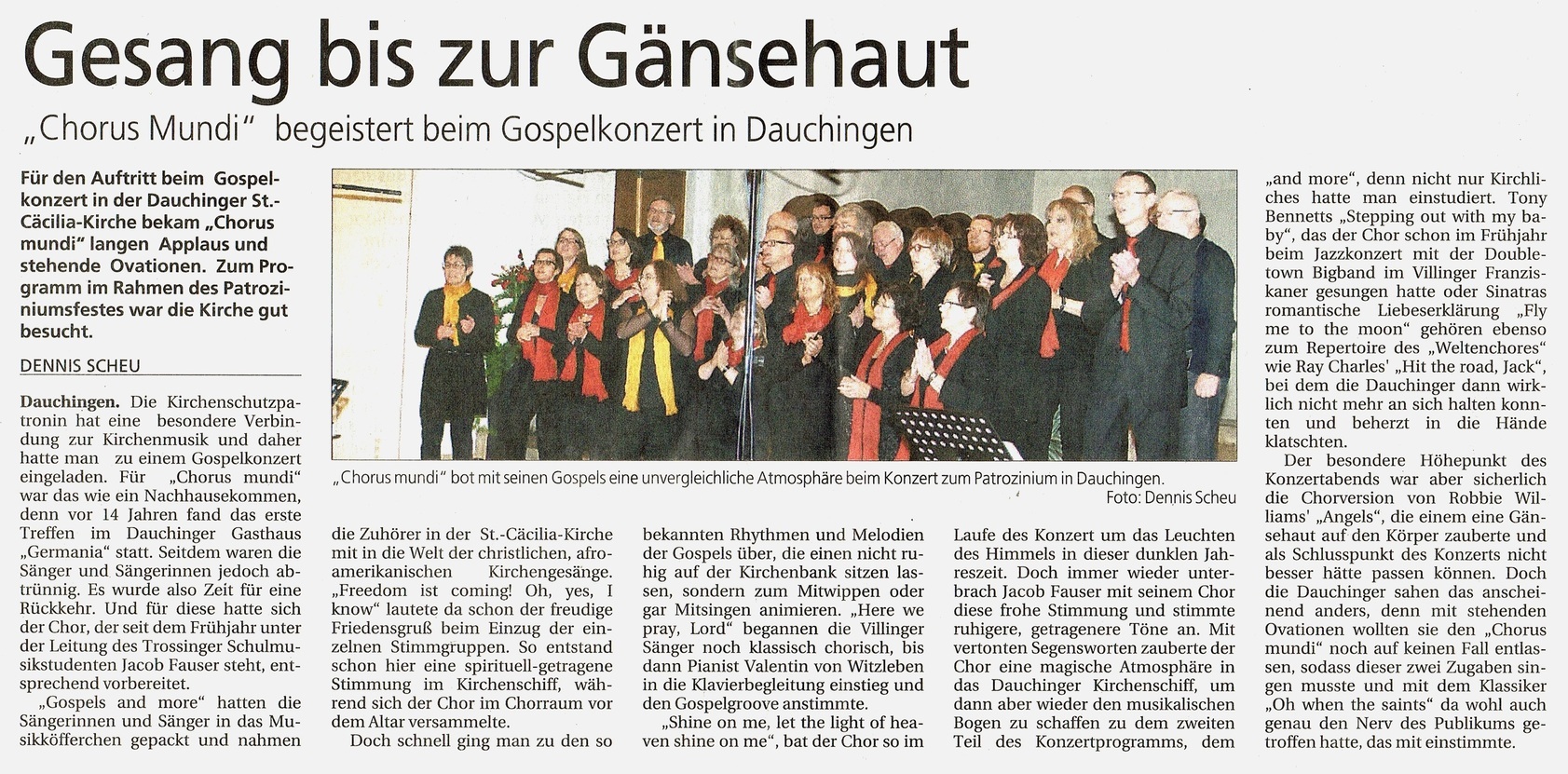 Südkurier Chorus Mundi Konzert Dauchingen am 22.11.2014